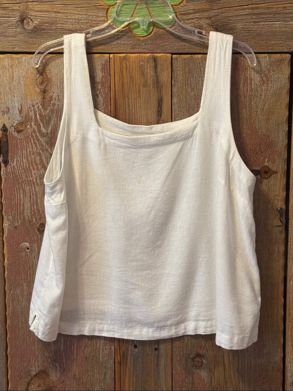 a new day Cream Square Neck Tank Top linen blend size large